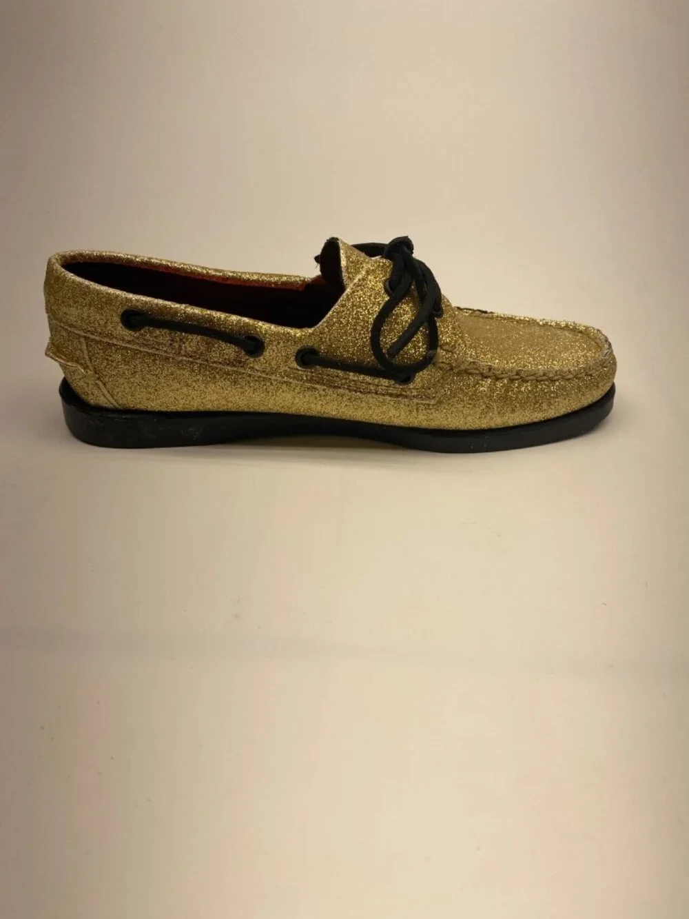 Sebago Mens Portland Glitter Yellow Gold & Black Loafer Sz 8